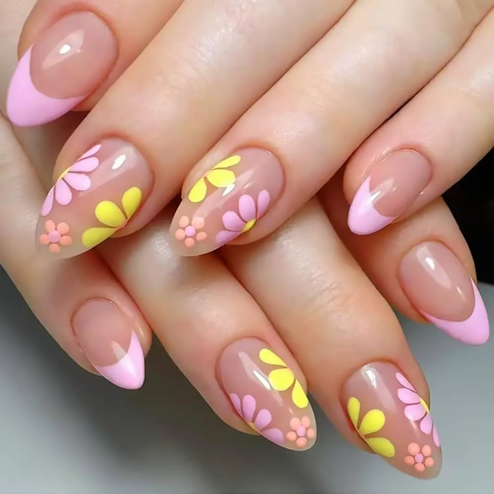 Pastel Botanical Short Nails