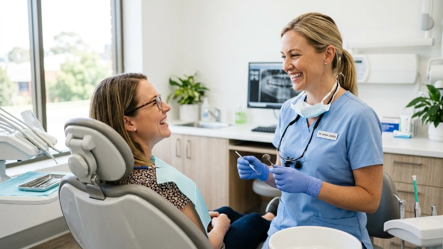 professional dental visit for tooth reshaping instead of nail file on teeth