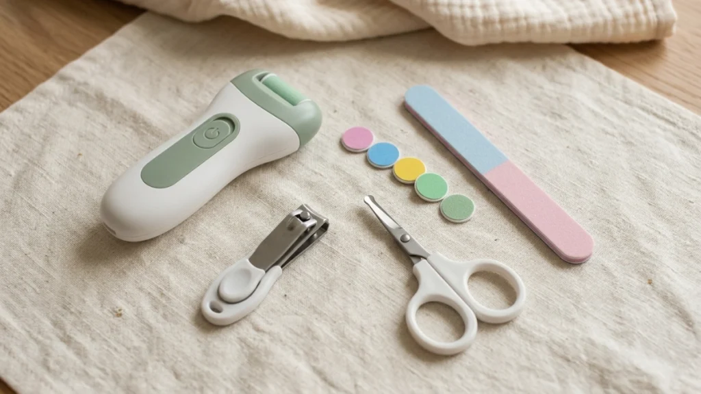Electric baby nail file compared with manual baby nail care tools