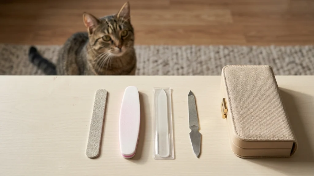 Safe nail file storage around cats and manicure products