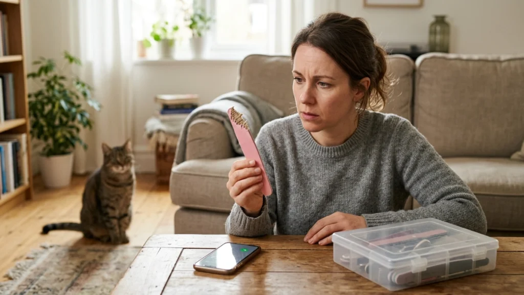 different nail file types and cat chewing safety risks