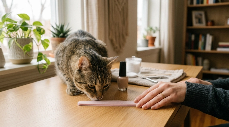 why are cats attracted to nail files during a manicure