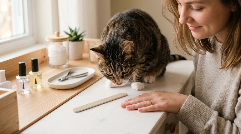 why are cats obsessed with nail files during a manicure