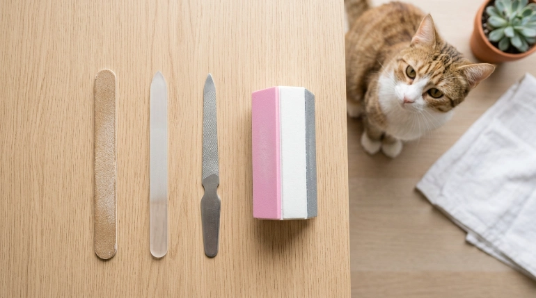 Emery board glass metal and buffer nail files and cat safety