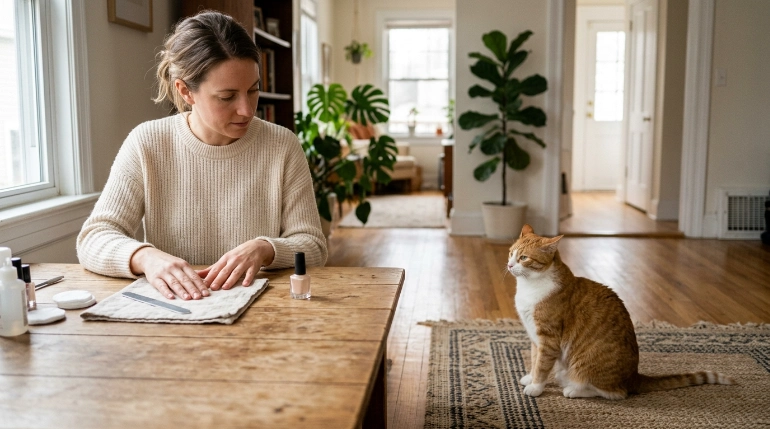 Cat body language when a cat dislikes a nail file
