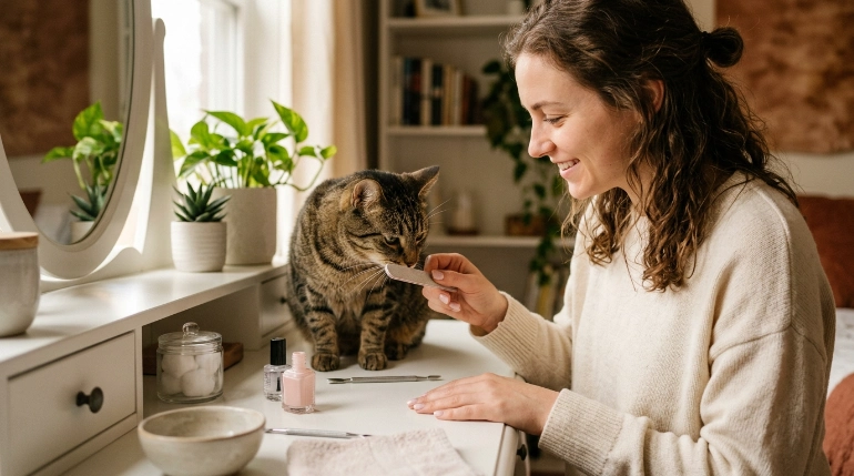 Why do cats like nail files during at-home manicures