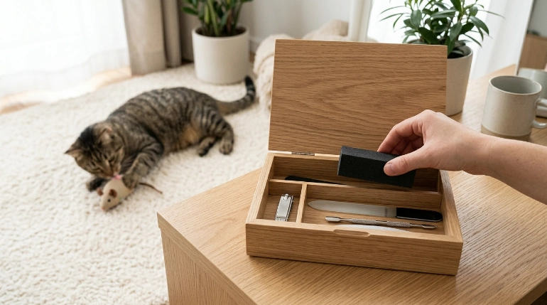Keeping nail files safely away from a curious cat