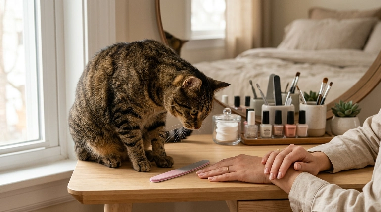 why do cats like nail files so much during home manicures