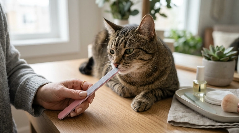 why do cats like the smell of nail files during a manicure