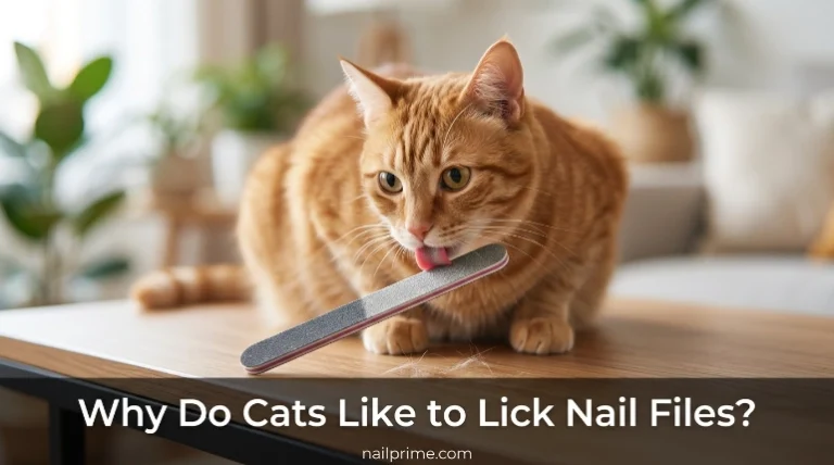 curious cat showing why cats like to lick nail files