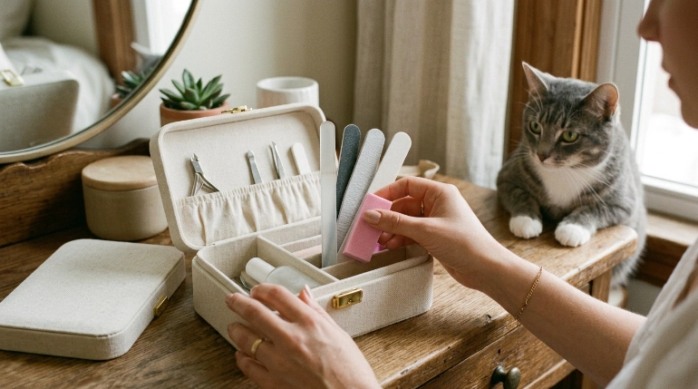 Safely storing nail files away from a cat