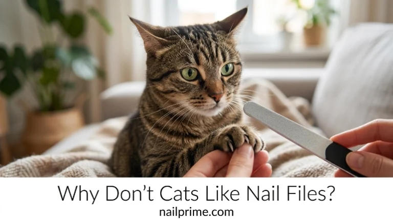 Cat moving away while owner uses a nail file, showing why don't cats like nail files