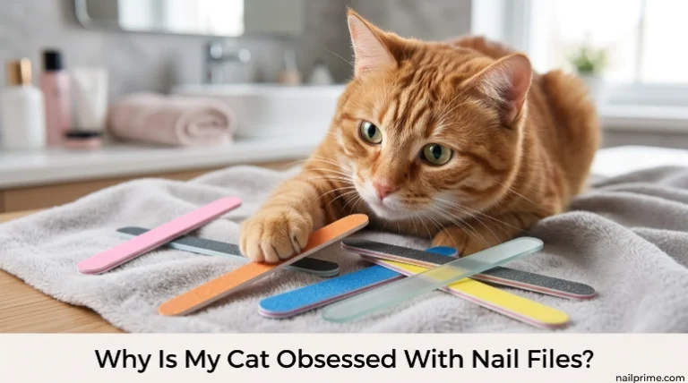 Curious cat showing why cats may be obsessed with nail files