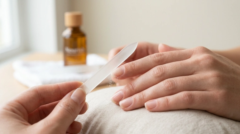How to use a crystal nail file safely on natural nails