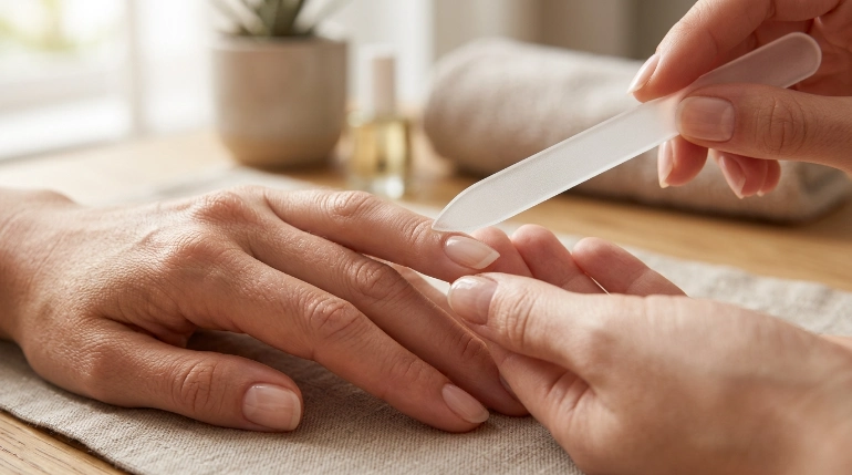 How to use a crystal nail file safely on natural nails
