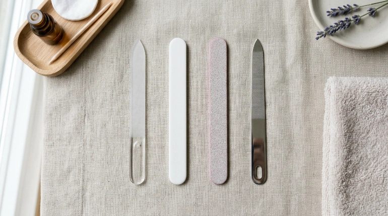 crystal glass nail file compared with ceramic emery and metal nail files