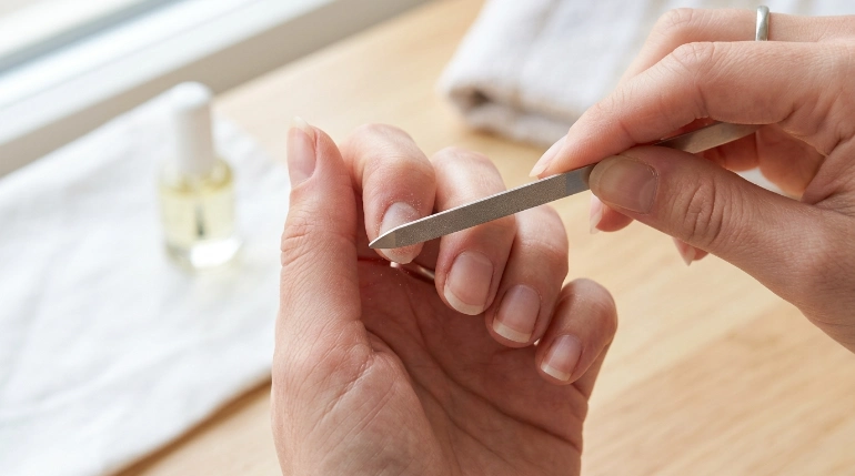 safe way to use a Diamond Deb style metal nail file on natural nails