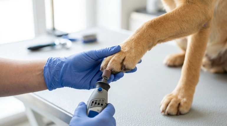safe dog nail grinder technique for filing dog nails