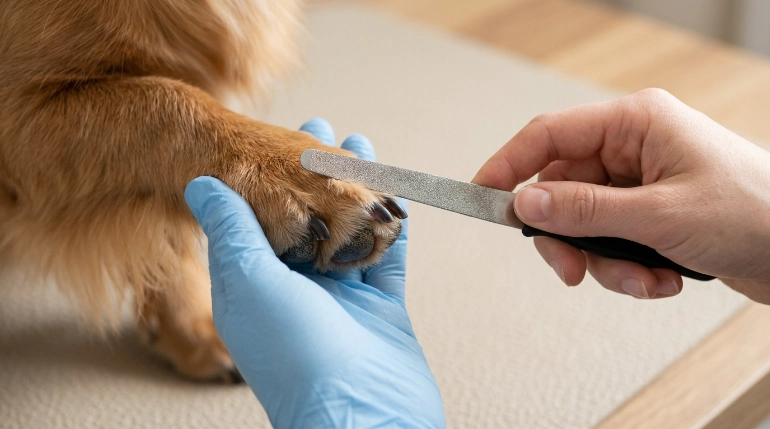 Safe way to file dog nails with a manual nail file