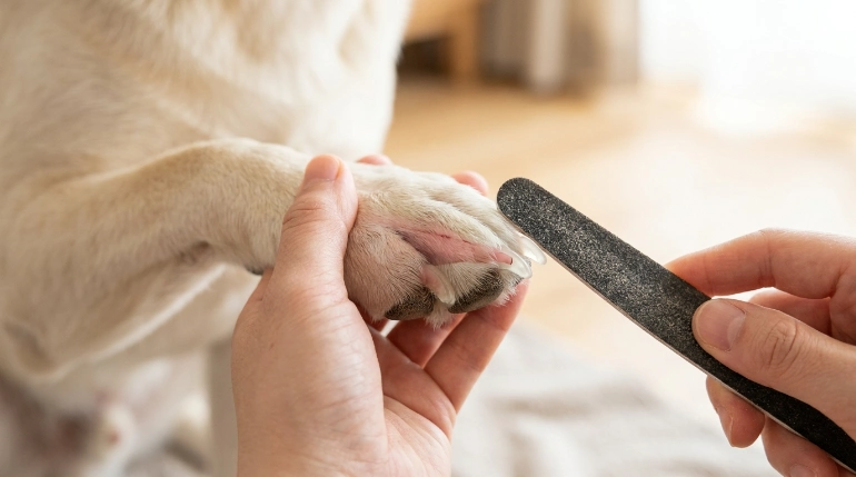A human nail file can work for light dog nail maintenance when used carefully.