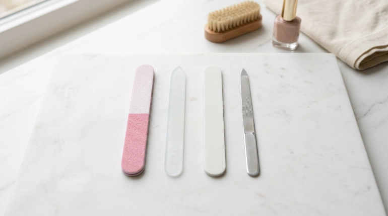Different reusable and disposable nail file types for home manicures
