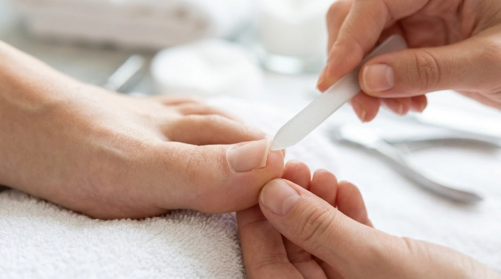 Proper toenail trimming and filing technique for healthy toenails