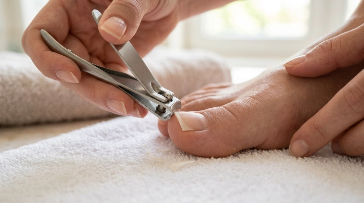 Proper straight across toenail trimming technique
