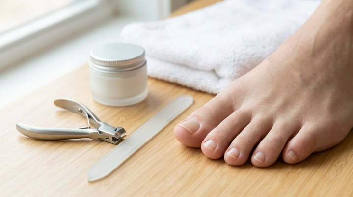 What is a good toenail care routine with clippers and nail file