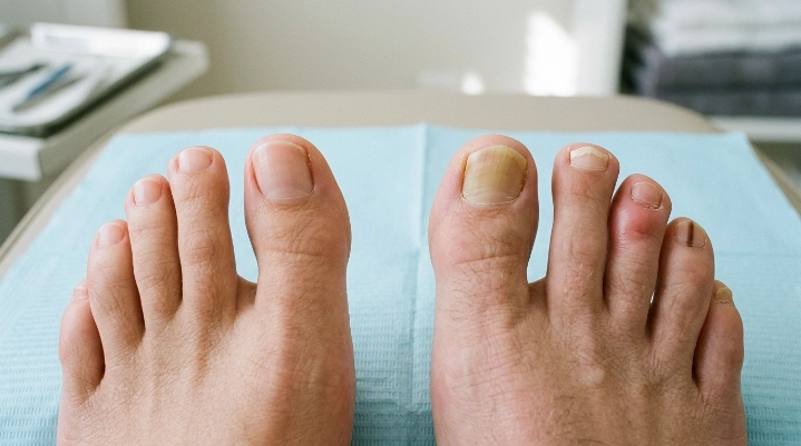 healthy toenail versus abnormal toenail warning signs