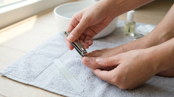 Proper straight across toenail trimming and filing technique
