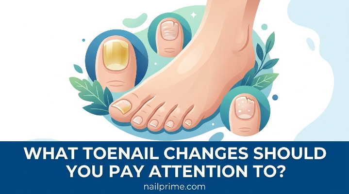 What toenail changes should you pay attention to including discoloration and thickening