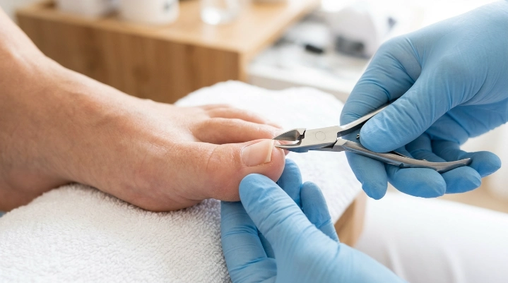 Cut the big toenail straight across instead of digging into the sides.