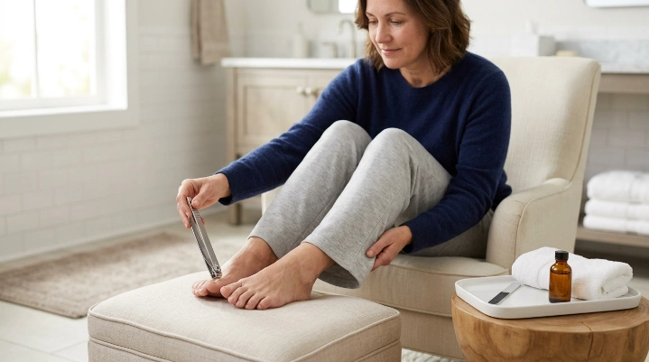 How to cut toenails that are hard to reach using a safe seated position