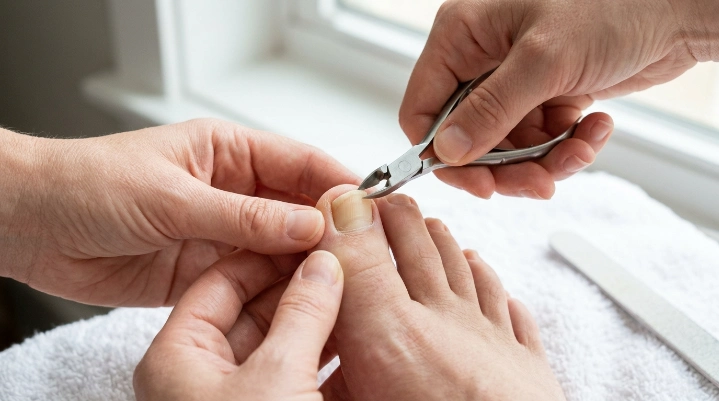 Safe straight-across cutting technique for thick toenails