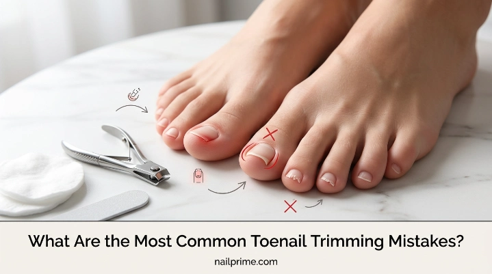 What are the most common toenail trimming mistakes including cutting too short and rounding corners