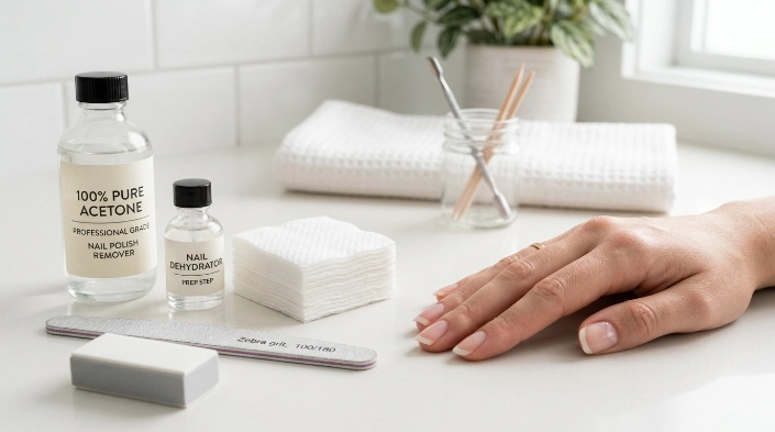 Can you use acetone instead of nail dehydrator for nail prep