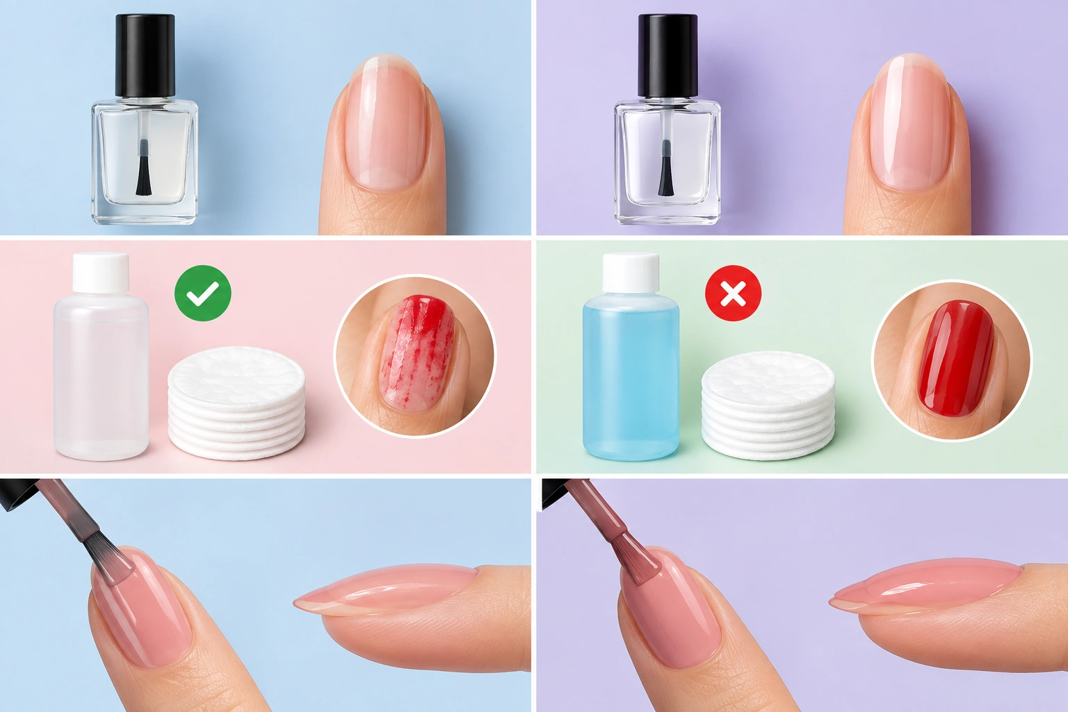 Comparison table of base coat, top coat, and nail polish remover choices