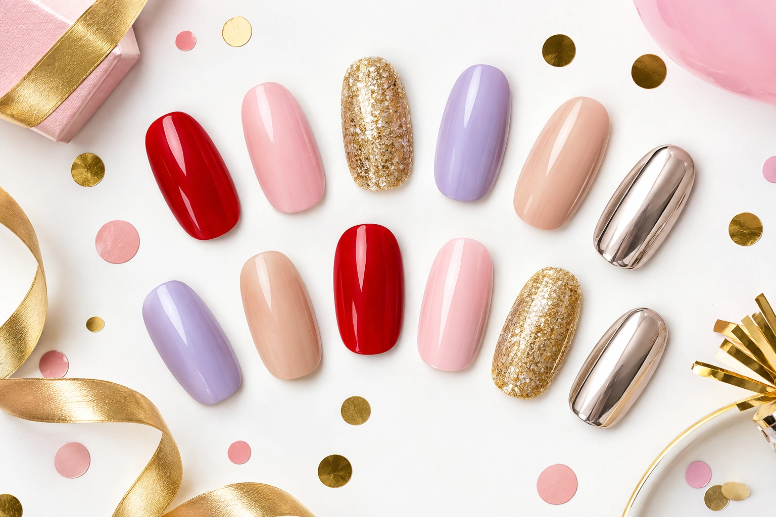 Birthday nail color ideas in glamorous, cute, and elegant shades