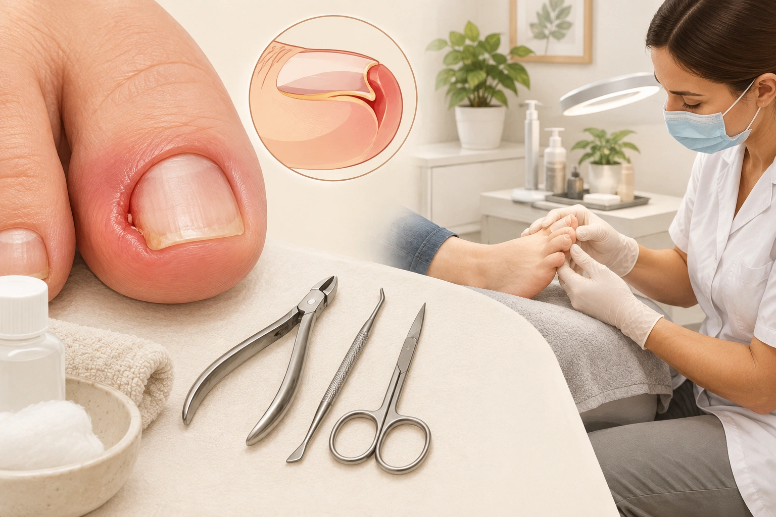 Illustrated guide to safe ingrown toenail care and when to see a podiatrist
