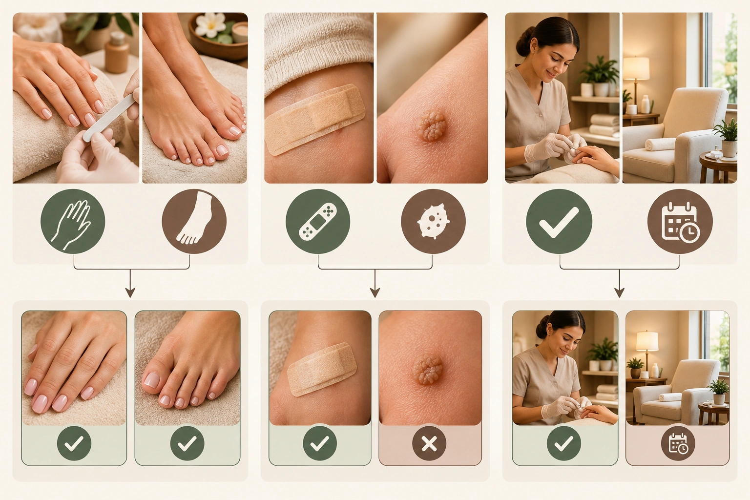 Decision guide for going to a nail salon with a wart