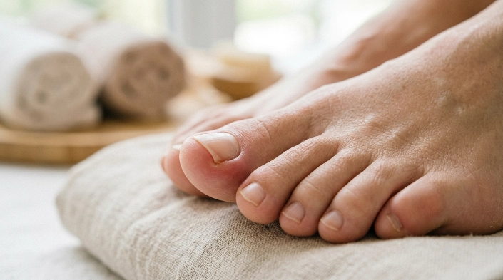 Common ingrown toenail mistakes causing redness around a big toenail