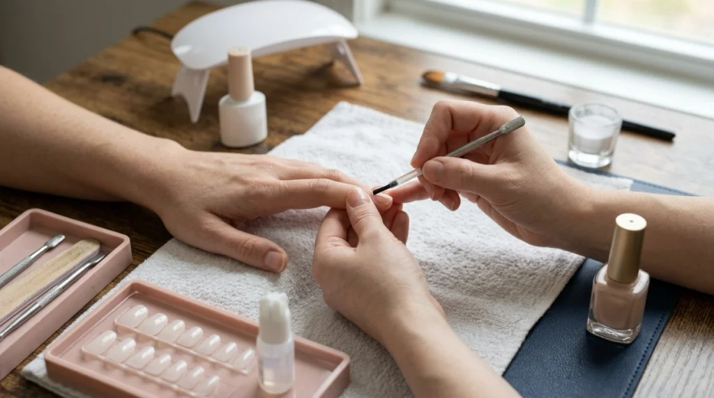 Nail dehydrator used before gel, acrylic, press-on nails, and regular polish systems.