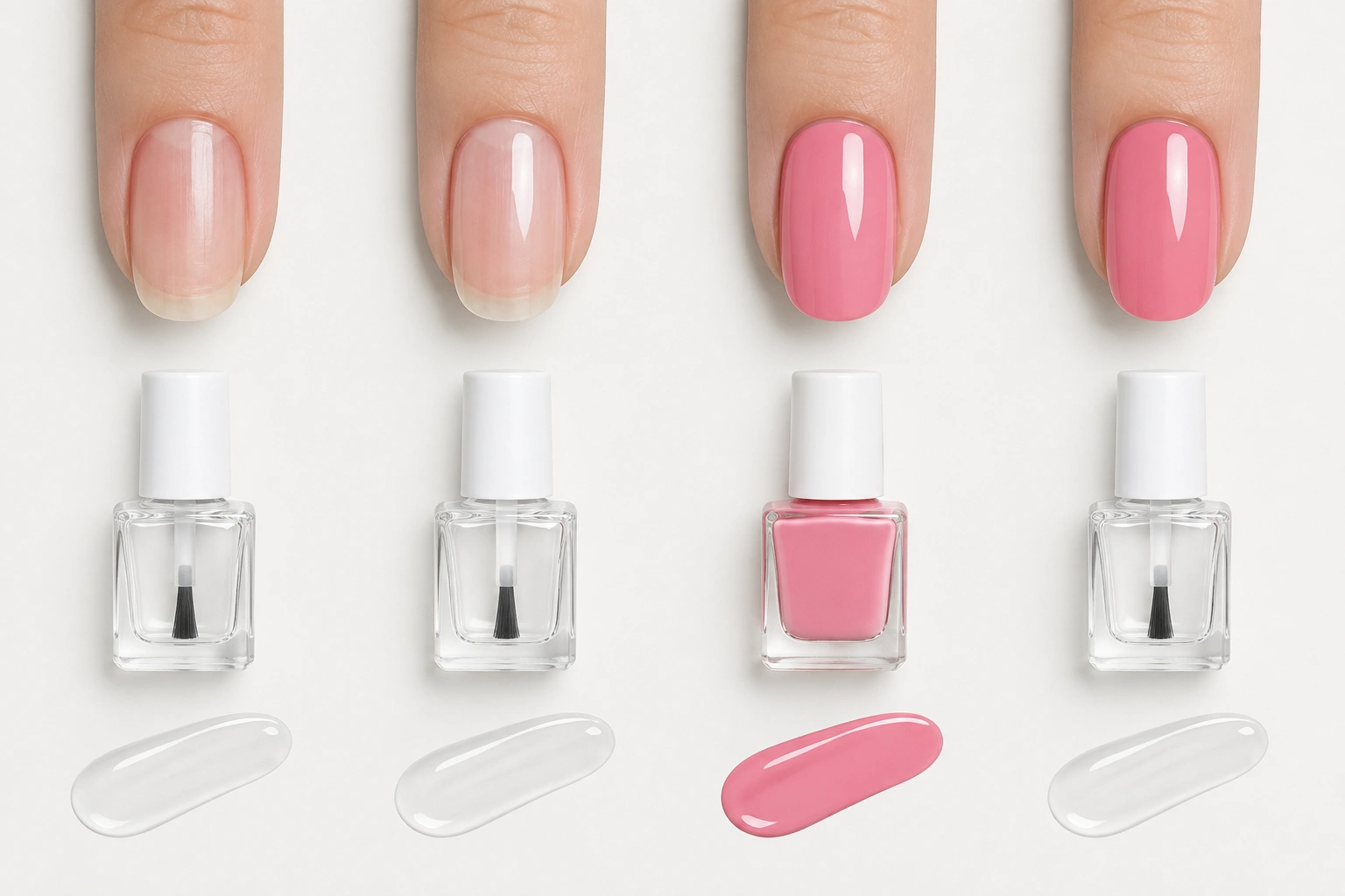 Diagram of base coat, nail polish, and top coat layers