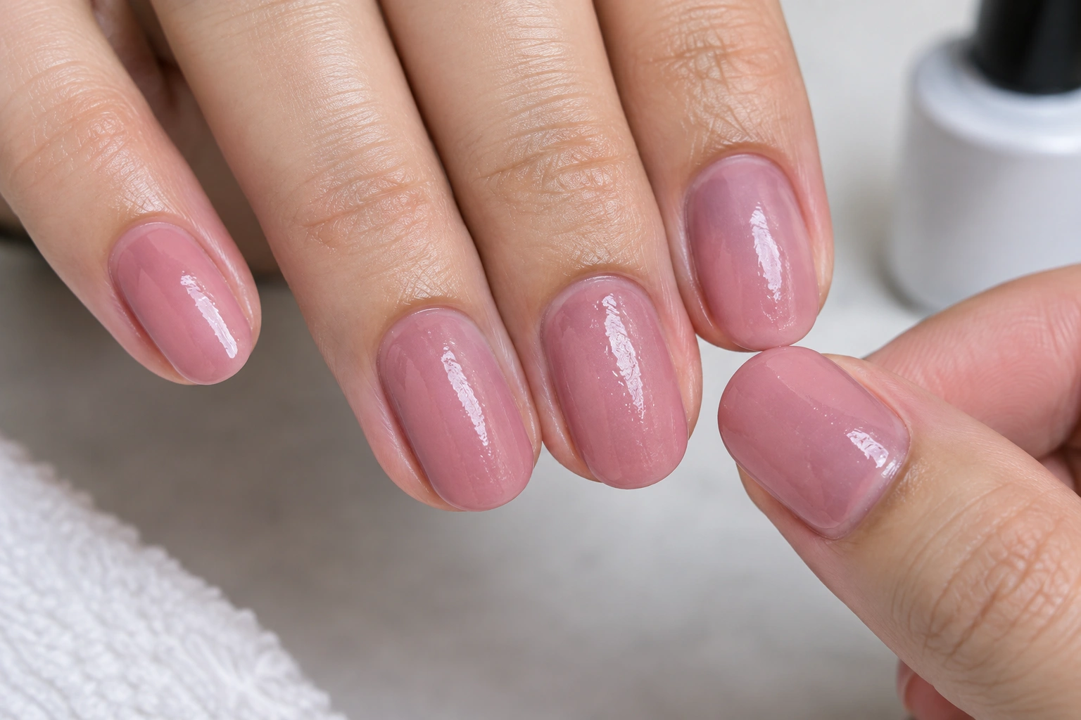 Close-up of gel polish that looks soft and tacky on the nail
