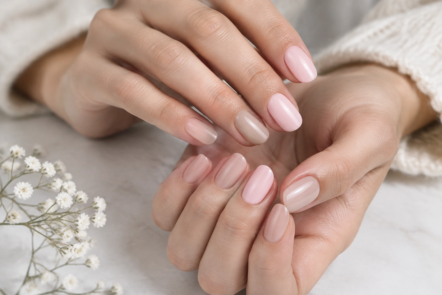 Soft pink and nude manicure inspiration for daily wear