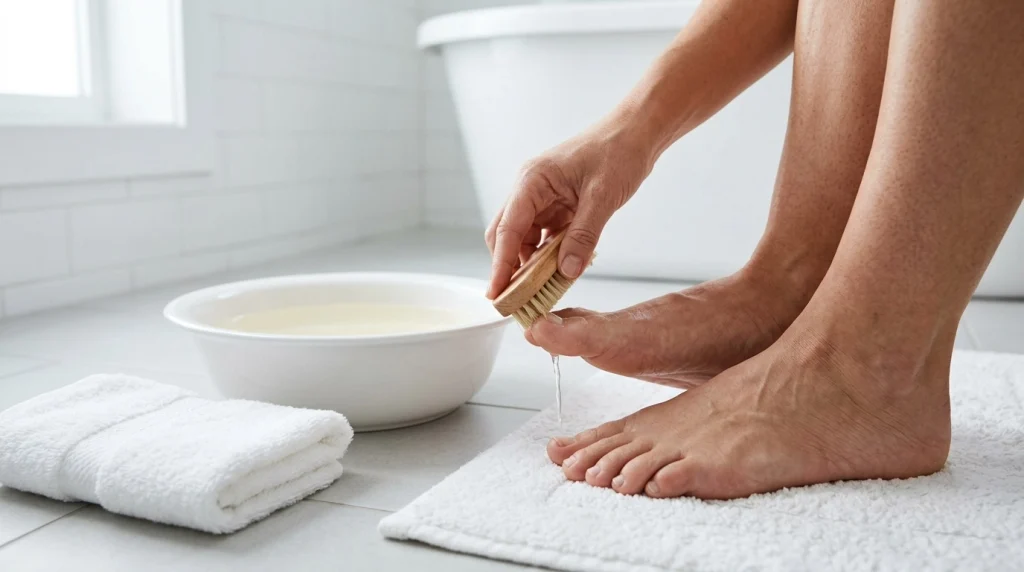 How to remove dirt from under toenails safely with a soft nail brush