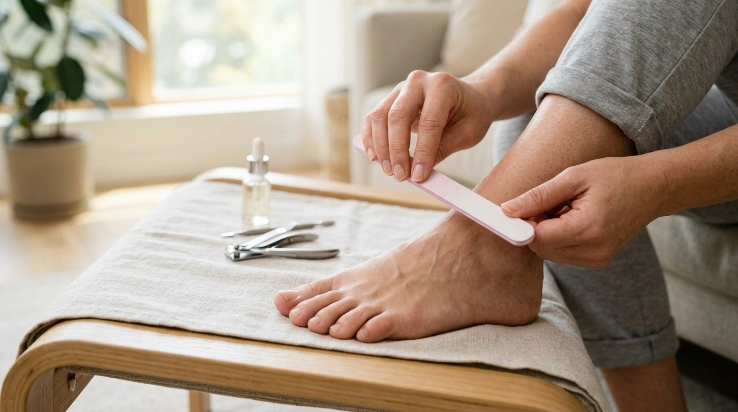 Gentle nail filing routine for healthy toenail growth