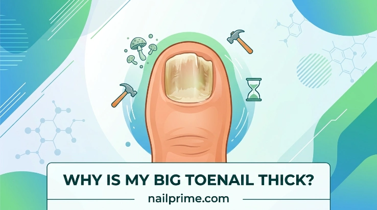 Thick big toenail showing why a big toenail may become thick