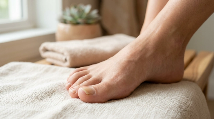 Thick big toenail showing why a big toenail may become thick