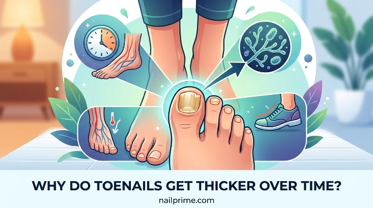 Why do toenails get thicker over time with age